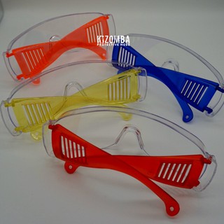 Safety Glasses Eye Protection แว่นตาป้องกันฝุ่น และน้ำกระเด็น เลนส์สีใส-ขาแว่นหลากสี