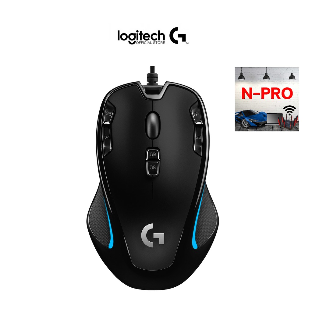 Logitech G300s Optical Gaming Mouse (เมาส์เกมมิ่งแบบมีสาย 9 ปุ่ม) พร้อมเอฟเฟคแสง 7 โซน (สินค้าใหม่มือ1)