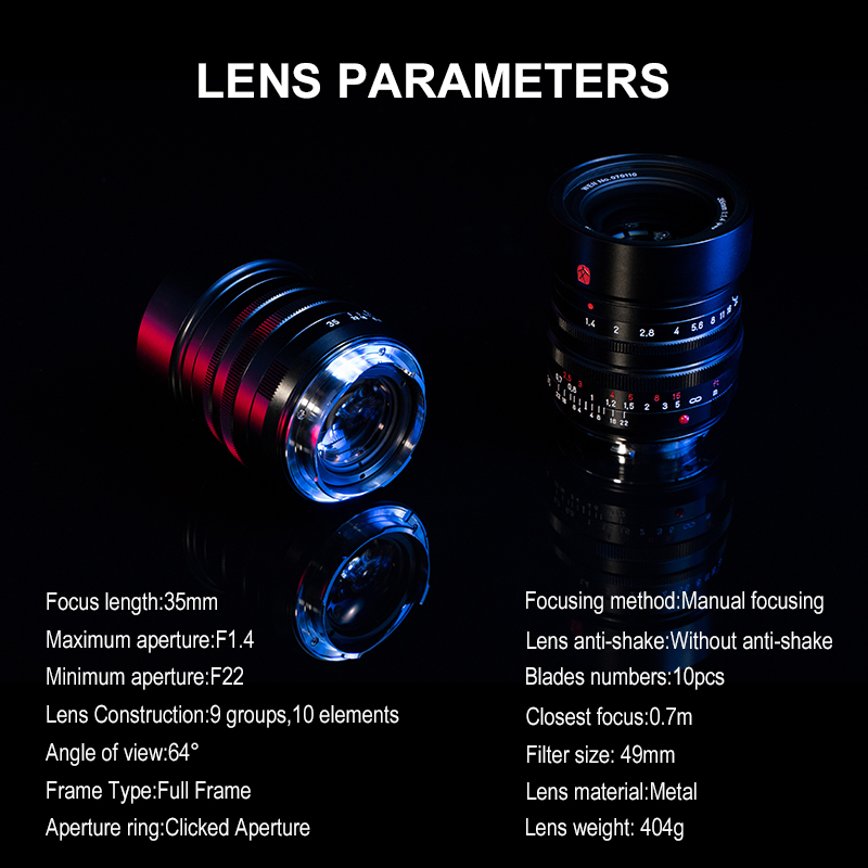 7Artisans เลนส์กล้อง 35mm F1 . 4 สําหรับกล้อง Leica M Mount Lens Cameras Manual Mf M240 M3 M6 M7 M8 M9 M10