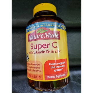 แท้💯% Nature Made Super C  Vitamin D3&amp;Zinc 900mg ขนาด 200 เม็ด    เสริมภูมิคุ้มกันได้ดี