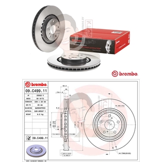 09 C499 11 จานเบรค ล้อ F (ยี่ห้อ BREMBO) รุ่น LEXUS RX270 350 450h ปี2008-&gt;, NX ปี2014-&gt; ปี 2008-&gt;