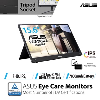 ASUS ZenScreen Go MB16AWP 15.6” 1080P Wireless Portable Monitor - Full HD, IPS, Built-in Battery, Eye Care, USB Type-C, Anti-Glare, Tripod Socket, Supports iOS, Android, Win11, Mini HDMI