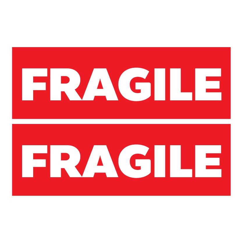 สติ้กเกอร์กันน้้ำ ติดกระเป๋าเดินทาง (FRAGILE) 2 ดวง 1 แผ่น A4 [รหัส A-0028]