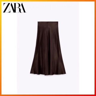 Zara กระโปรงผ้าไหมซาติน แฟชั่นฤดูหนาว สําหรับผู้หญิง