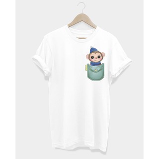 เสื้อยืดลาย Cutie Pocket Little Monkey ลิงน้อยในกระเป๋า