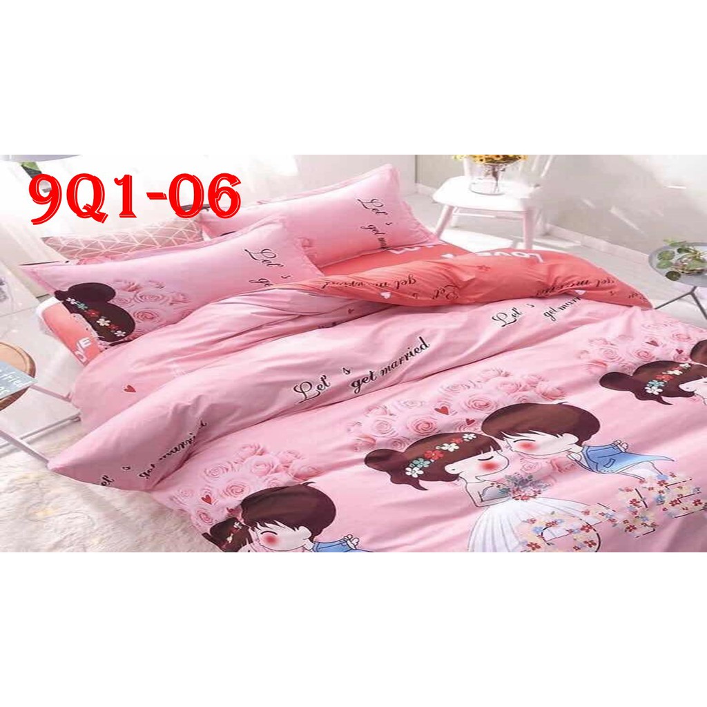 SWEET CUTE COUPLE WEDDING Free Special CUTE SINGLE / QUEEN / KING BEDSHEET (SNVL)(9Q1)(QNVL)(9K1)(06