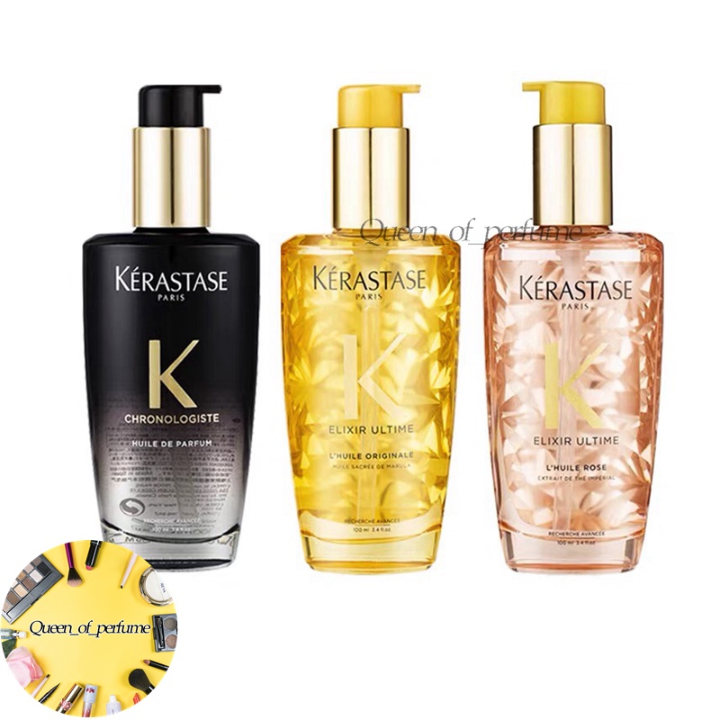 Kerastase Chronologiste Huile de Parfum 100ml,Elixir Ultime L'Huile Rose、L'Huile Originale Oil สำหรับเส้นผมทุกประเภท