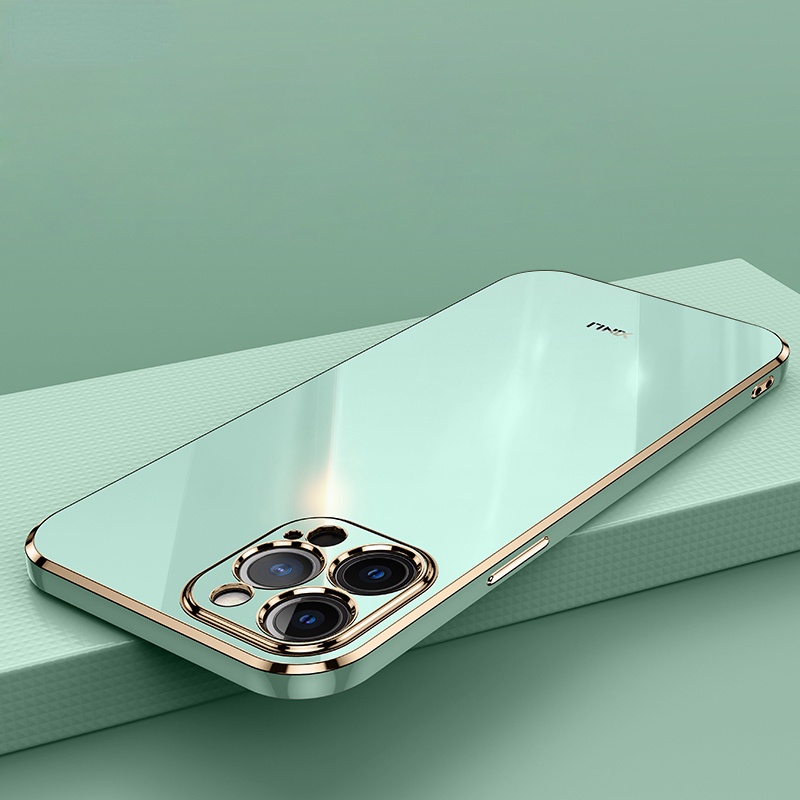 เคสโทรศัพท์มือถือ ซิลิโคนนิ่ม ขอบตรง ชุบไฟฟ้า หรูหรา สีแคนดี้ สําหรับ Iphone 13pro Max 13 12 Mini 12 Pro Max 13 Pro