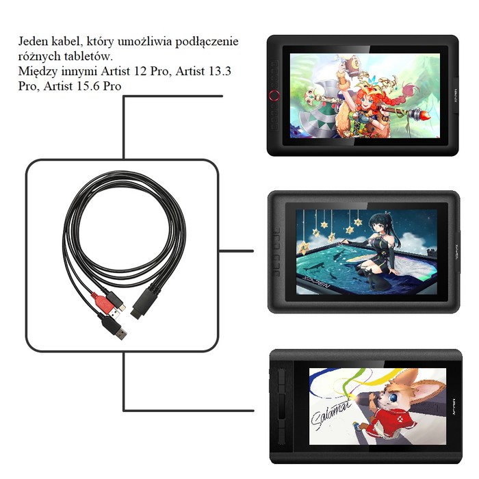 สาย USB 3 in 1 สําหรับ Type Xp Pen Artist Series