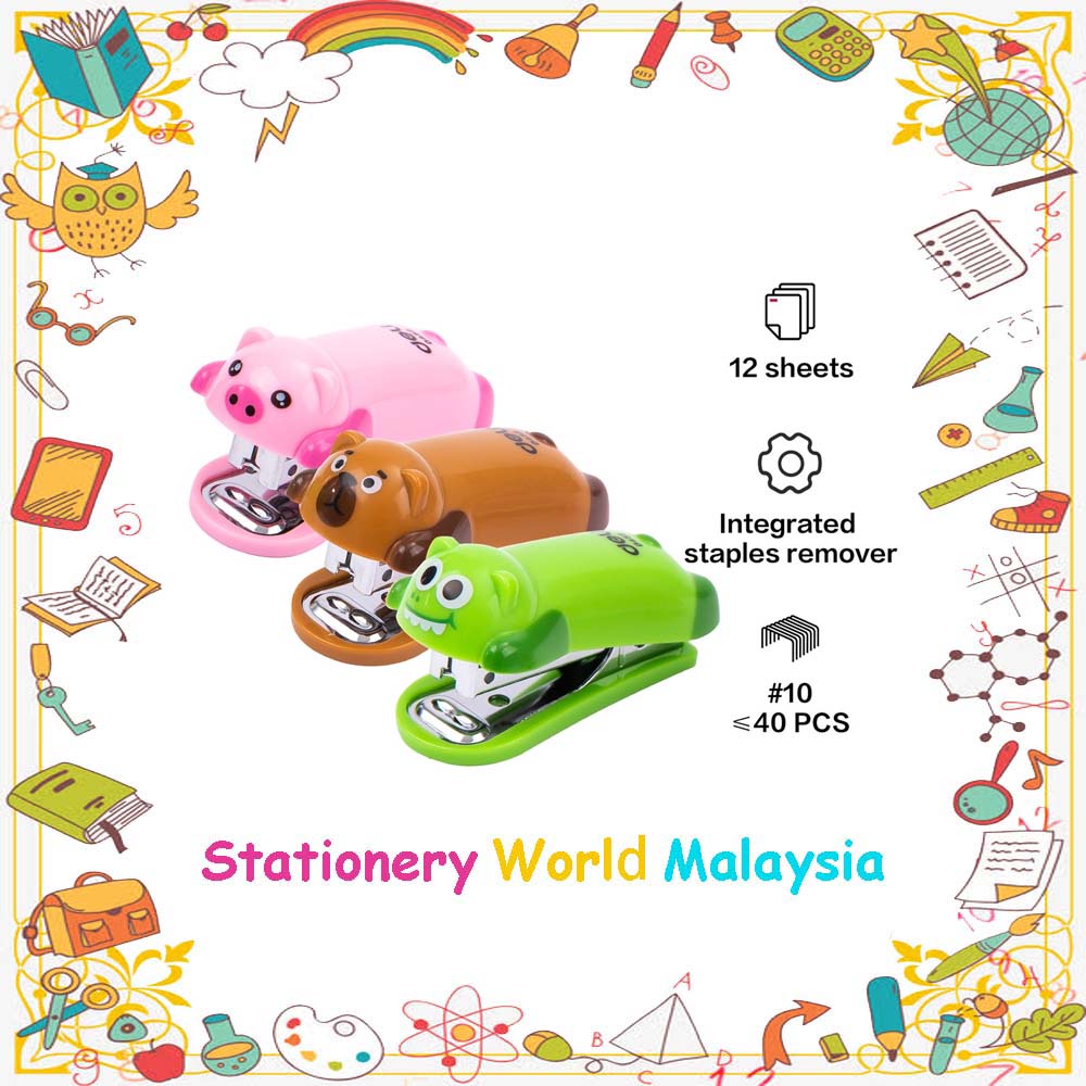 SWM Deli School Stapler การออกแบบสัตว์ 12 แผ่น Stapler Sekolah ตัดต่อ机 10 E0452