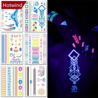 Hotwind สติกเกอร์รอยสัก เรืองแสง กันน้ํา ลายขนนก ผีเสื้อ Q6R4