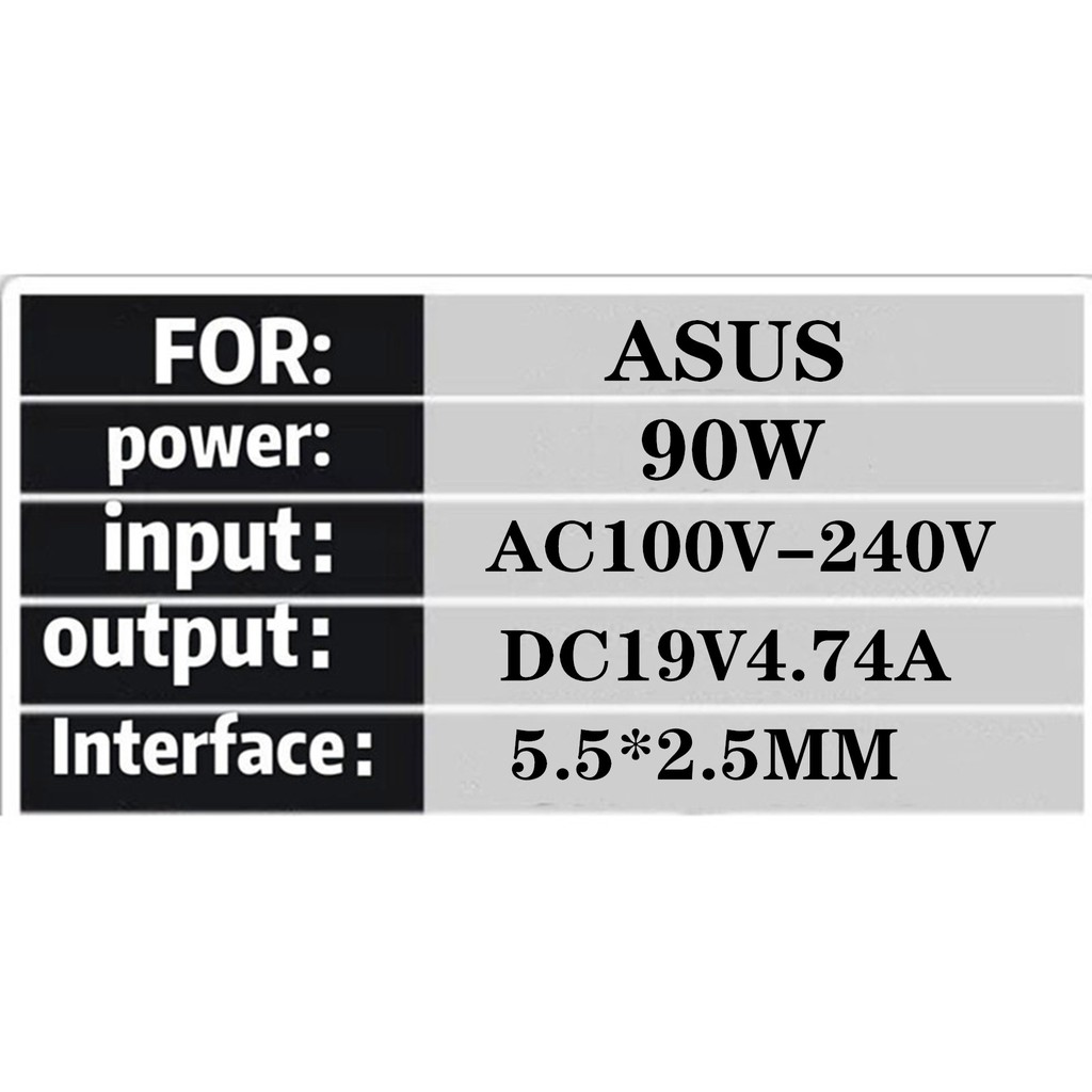 ZS Adapter Notebook อะแดปเตอร์ For ASUS 19V 4.74A หัว 5.5x2.5 (สีดำ)แถม สายไฟ AC - รูปที่ 5