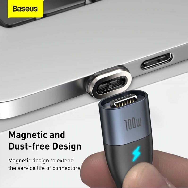 Baseus สายชาร์จแม่เหล็ก USB-C PD 100W QC3.0 สายถัก ชาร์จเร็ว Type-C to Type C มี E-Marker