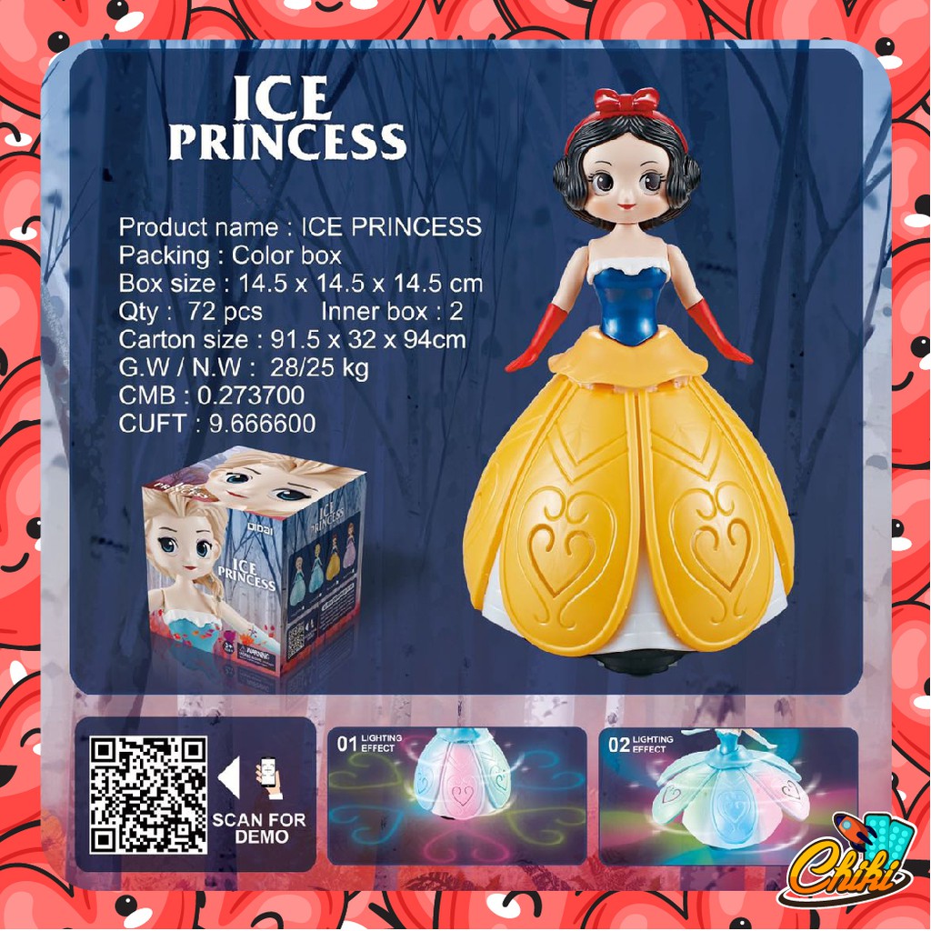ตุ๊กตาเจ้าหญิง เต้นใส่ถ่าน Dance เต้นระบำ มีเสียงมีไฟ หมุนกระโปรง พร้อมส่ง