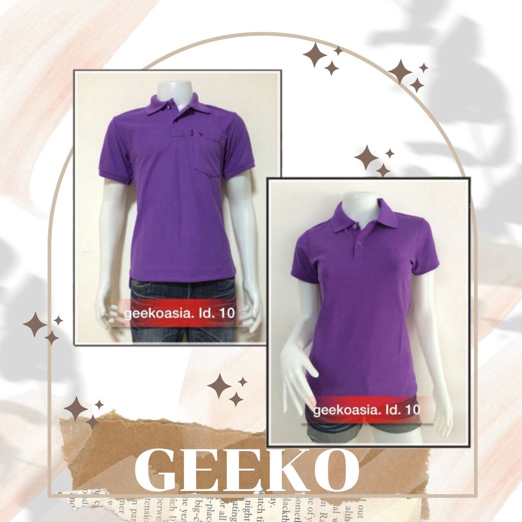 เสื้อโปโลกวาง Geeko แท้100% ชาย/หญิง ID10 สีม่วงพระเทพ