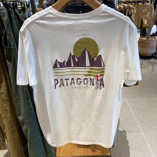 เสื้อยืดลําลอง ผ้าฝ้าย แขนสั้น คอกลม ลาย Patagonia สําหรับผู้ชาย