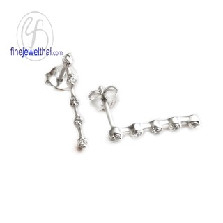 Finejewelthai ต่างหูเพชร-ต่างหูเงิน-เงินแท้925-ออกแบบพิเศษ-Silver-Diamond-Earring - E1158czp2 (สามารถเลือกสีตัวเรือนได้)