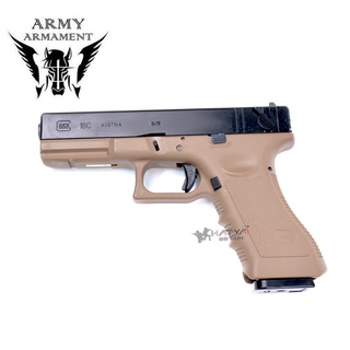 ARMY R18 GLOCK18 TAN GBB ( B ) สีแทน แถมอุปกรณ์พร้อมเล่นครบชุด ,ของเล่นบีบีกัน