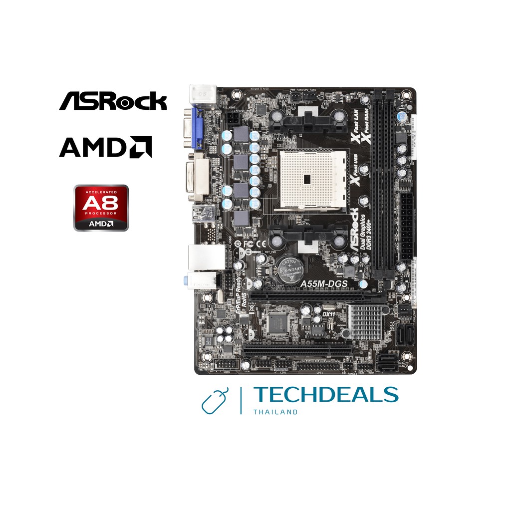 Mainboard Motherboards (เมนบอร์ด) AMD Socket FM1 ASRock A55M-DGS พร้อมฝาหลัง + CPU (ซีพียู) AMD A8-3870K UNLOCKED APU