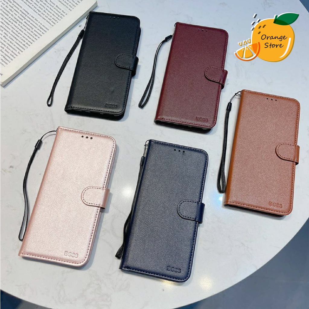 (พร้อมส่งจากไทย) เคส Oppo เคสฝาพับ Boss มีสายคล้องมือ Oppo Reno6(5G) Reno6z(5G) A15 Reno2f Reno5(5g) A3s A59 A57 A39 F11