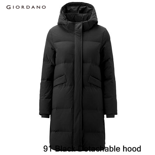 GIORDANO WOMEN Mid-long hooded 90% down jacket 05379738