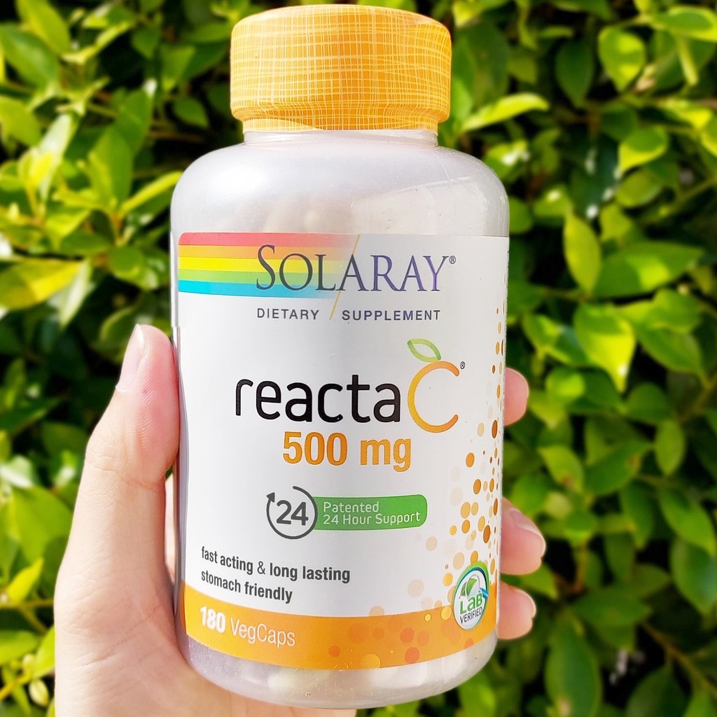 Reacta-C 500 mg 180 VegCaps (Solaray®) Bioflavonoidm 200mg + Vitamin C ที่ไม่มีกรด