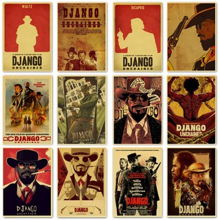 โปสเตอร์กระดาษคราฟท์ พิมพ์ลาย Quentin Tarantinos Movie Pulp Fiction/Django Unchained สไตล์วินเทจ สําหรับตกแต่งบ้าน บาร์