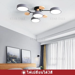 โคมไฟ โคมระย้าเพชร โคมไฟเพดาน led 3 สีห้องนั่งเล่นโคมระย้า ห้องนอนโมเดิร์นโคมไฟเพดาน โคมไฟระย้า ไฟเพดาน