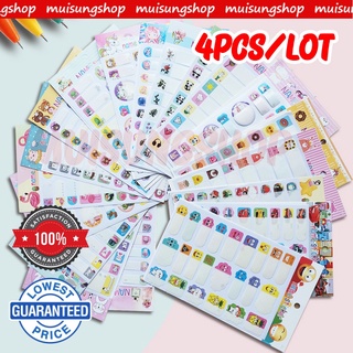 MUISUNGSHOP [4 PCS] สติ๊กเกอร์ชื่อ Sticker Name สติ๊กเกอร์สำหรับเขียนชื่อ. กันน้ำ ลายการ์ตูนน่ารักๆ ติดของใช้