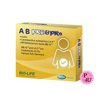 MEGA We Care A B Pre&amp;Pro Biotics ช่วยปรับสมดุลลำไส้  เมก้า  10ซอง