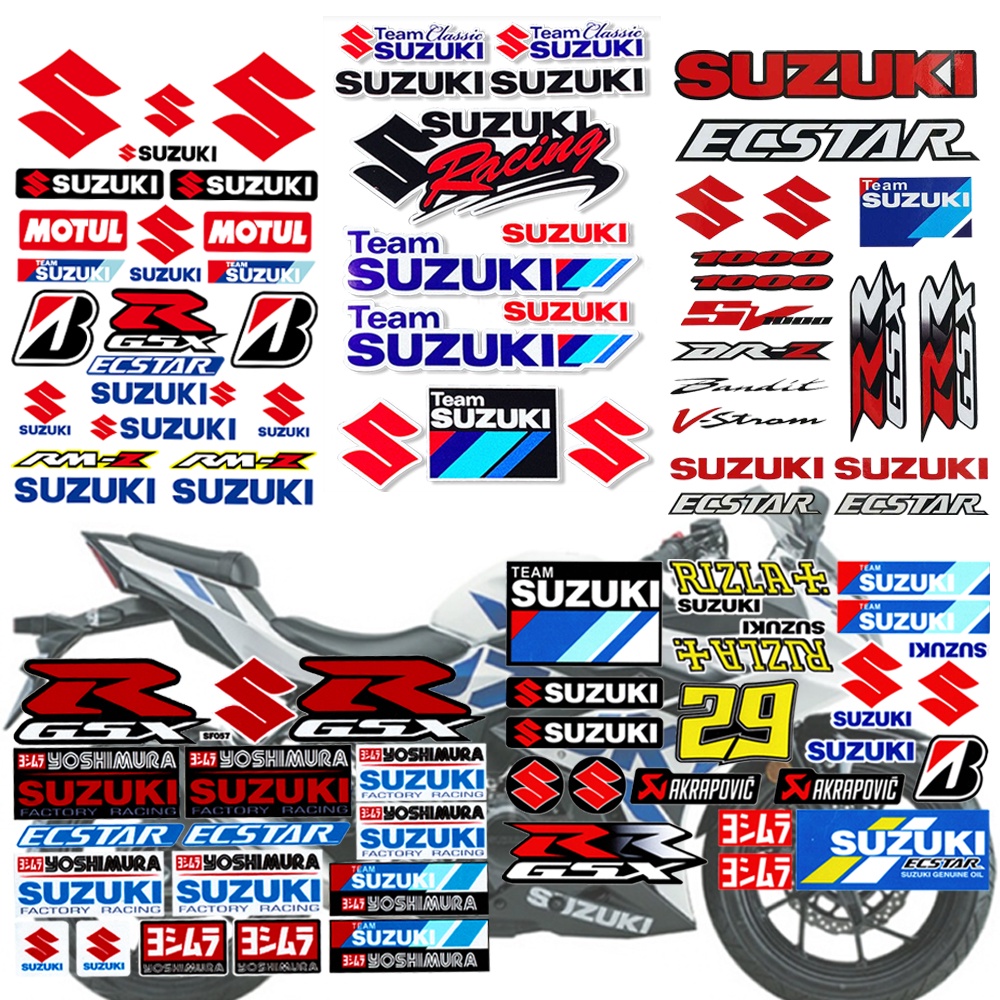 SUZUKI สติ๊กเกอร์รถจักรยานยนต์ซูซูกิสะท้อนแสงรถมอเตอร์ไซด์ลําต้นร่างกายรูปลอกสําหรับซูซูกิ [ในสต็อก]