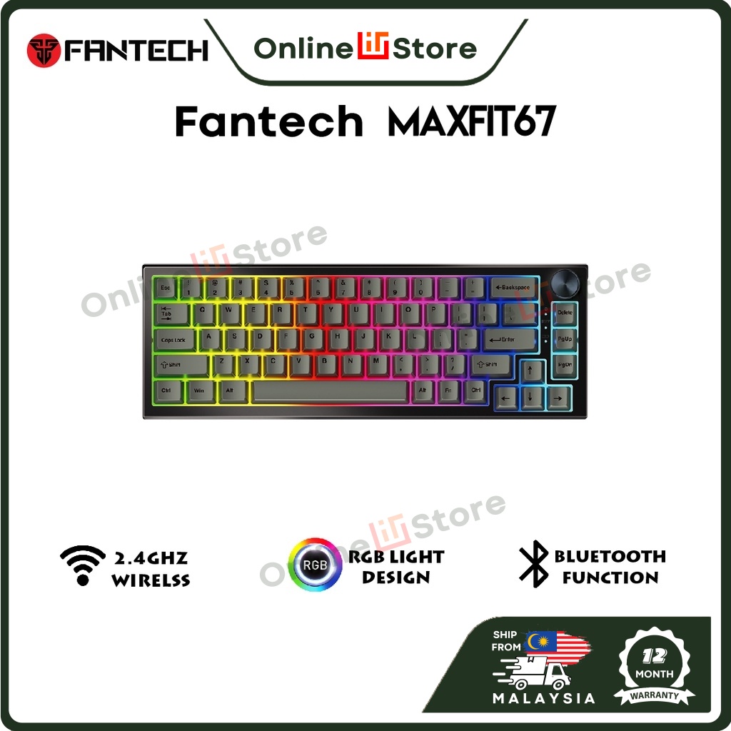 Fantech MK858 Maxfit67 Modular Hotswap 67 คีย์ RGB Backlight 3 โหมดบลูทูธไร้สายคีย์บอร์ดเครื่องกล