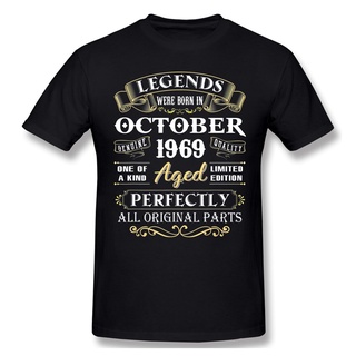 【Chic Tops】gildan เสื้อยืดแขนสั้น คอกลม ผ้าฝ้าย 100% พิมพ์ลาย Legends Were Born In October 1969 โอเวอร์ไซซ์ ของขวัญวันเก