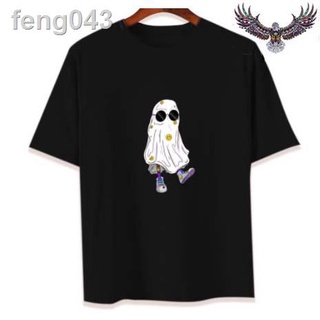 ﺴเสื้อยืดลายการ์ตูน เสื้อยืดฮาโลวีน เสื้อยืดคอกลมหลวม เสื้อยืด Unisex size