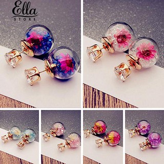 1 คู่สุภาพสตรีเลดี้ Elegant Flower Rhinestone Ear Stud เครื่องประดับต่างหู