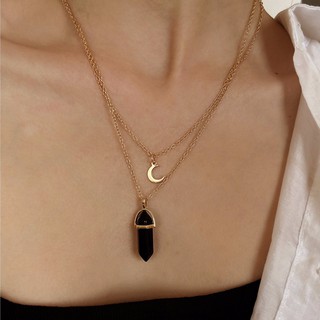 Moon Charm Layered Necklace สร้อยคอจี้ดวงจันทร์