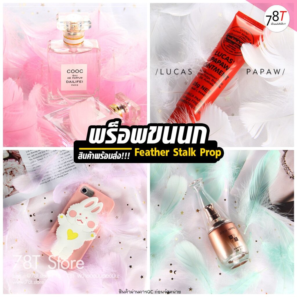 พร็อพถ่ายรูปสินค้า ขนนก สีพลาสเทล 100ชิ้น สินค้าอยู่ไทยพร้อมส่ง