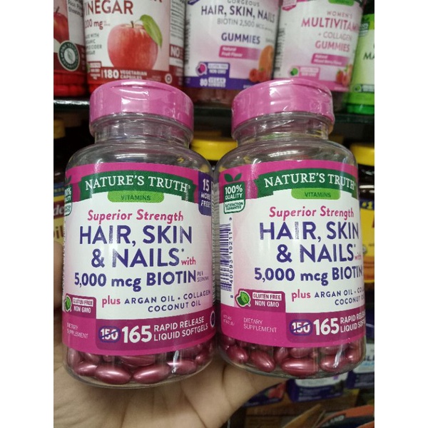 Nature's Truth Hair, Skin &amp; Nails with 5,000 mcg Biotin 165 Count