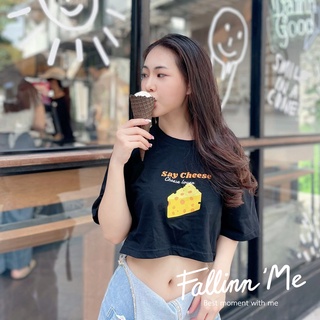 FallinnMe เสื้อCROP TOP Say Cheese ขาว