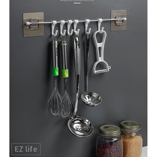 EZ ที่แขวนของติดผนัง 6 Hooks ห้องน้ำ ห้องครัว ติดผนัง ไม่ต้องเจาะรู Kitchen Hook Strong Bathroom  Kitchen