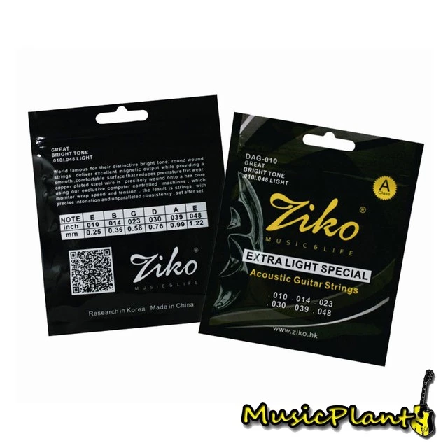สายกีตาร์โปร่ง Ziko เบอร์ 10 รุ่น DAG-010 มี 6 เส้น
