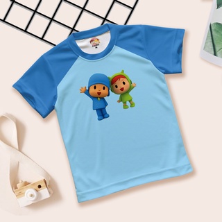 เสื้อยืด เด็ก แขนสั้น พิมพ์ลายการ์ตูน ลายpocoyo  เสื้อยืดแฟชั่น สำหรับเด็กอายุ 1-7 ปี