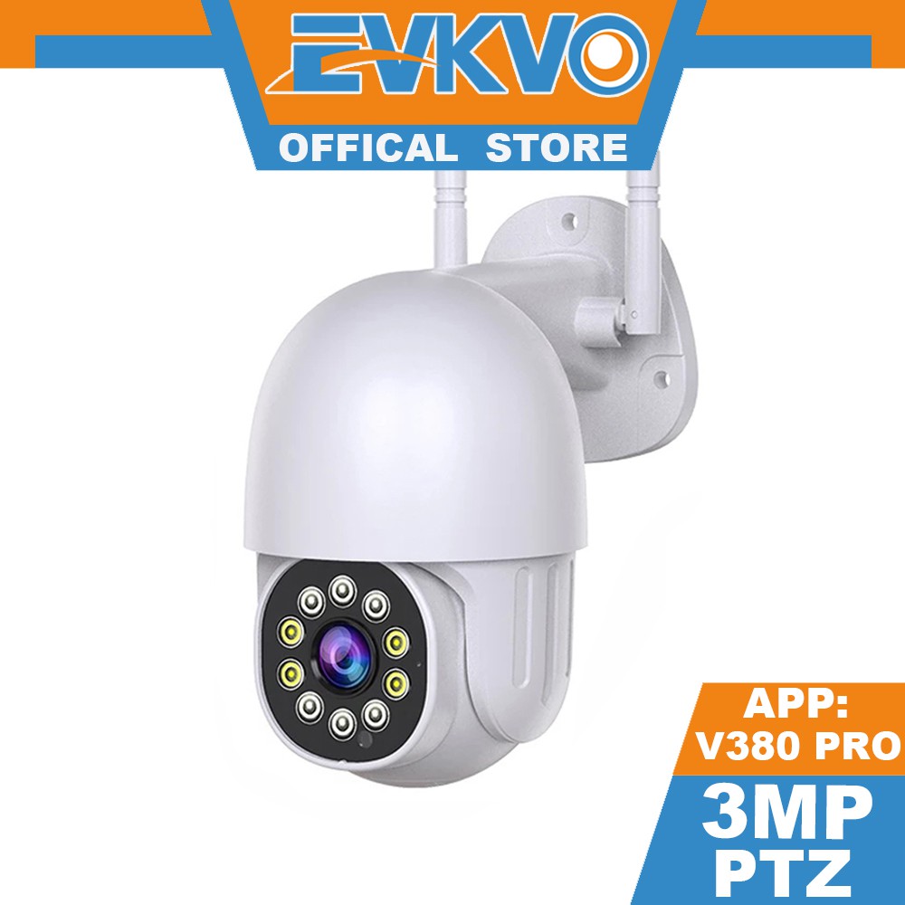 EVKVO 10 LED Night Vision สีเต็มรูปแบบ V380 PRO APP FHD 3MP PTZ IP