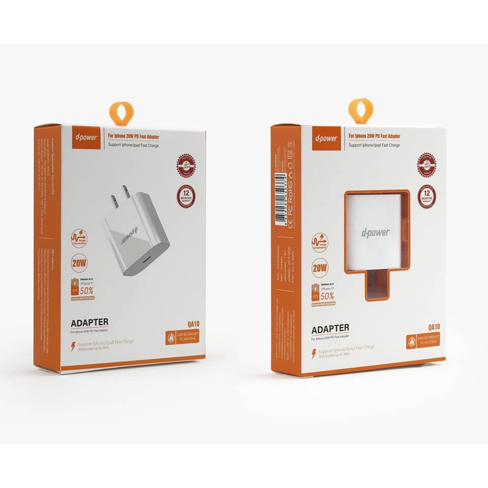 dpower อะเเดปเตอร์ หัวชาร์จเร็ว สำหรับไอโฟน / Adapter QA10 PD3.0 (20W