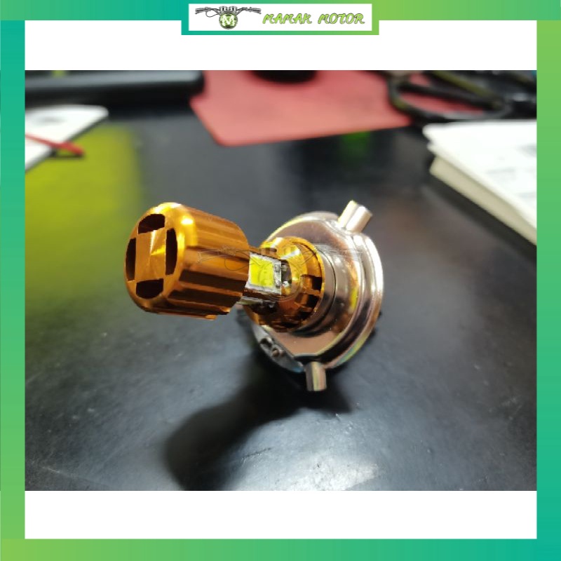 หลอดไฟ LED H4 GOLD 6000K LED 18W Hi/Lo COB 3 2000LM LED HEAD BULB H4 3 KAKI SUPER BRIGHT WHITE