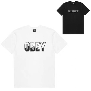 Obey เสื้อยืดลําลอง แขนสั้น คอกลม พิมพ์ลายตัวอักษร สีดํา และสีขาว ทรงหลวม สไตล์อเมริกัน สําหรับผู้ชาย