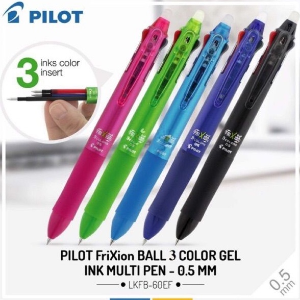 Pilot frixion Ball ปากกาเจลลบได้  ขนาด 0.5 มม. แบบ 3 ระบบ รุ่น Slim