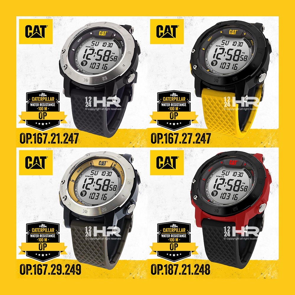 CAT รุ่น Pedometer OP (นับก้าวเดิน) นาฬิกา CAT Caterpillar ผู้ชาย ของแท้ สายซิลิโคน รับประกันศูนย์ไทย 1 ปี 12/24HR