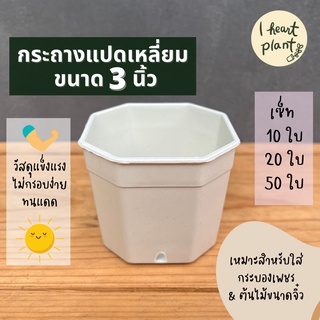 กระถาง 3 นิ้ว สำหรับ กระบองเพชร ต้นไม้ขนาดเล็ก แปดเหลี่ยม | Cactus Small Plant Pot / Planter Octagon Shape 3 Inch