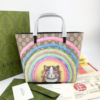 กระเป๋าสะพายถือ กุชชี่ tote Cat print size 11.8”